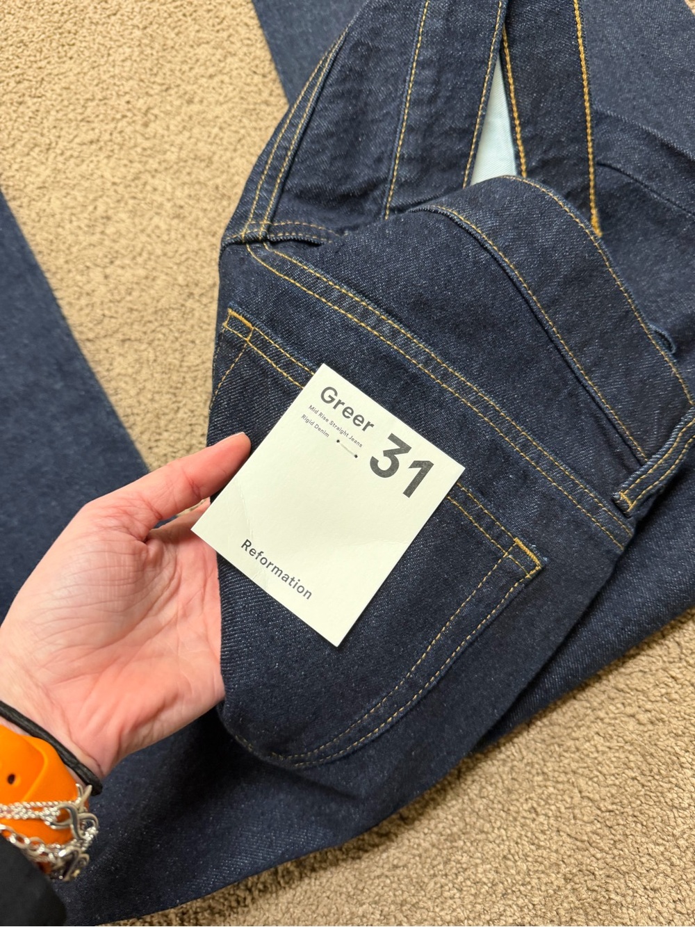 Reformation Straight-Leg Dark Blue Denim Jeans - Picture 6 of 6